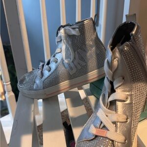 DKNY Kids Shiny Silver Sneakers